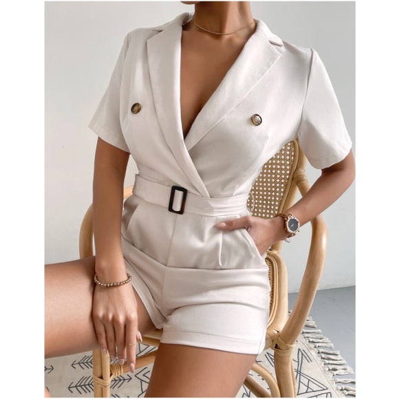 BellanBlue Pants - Luxe Beige Solid Pocket Minimalist Romper